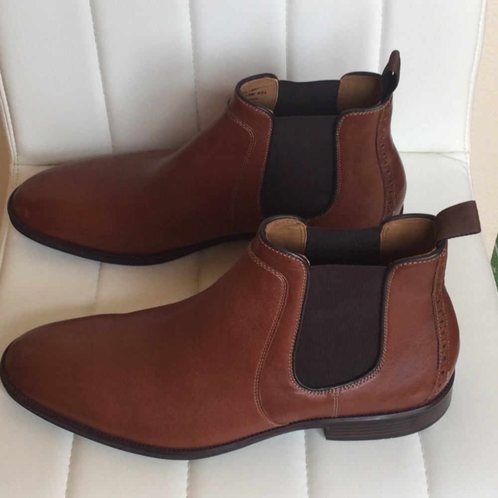 NWOB Mens Johnston & Murphy 13M Henrick Cognac Full Grain Chelsea Boot - Picture 2 of 12